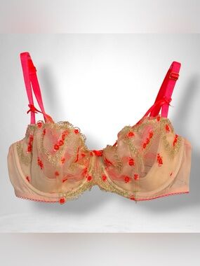 Victoria Secret Sheer Dream Angels Floral Embroidered Balconette Push Up Bra